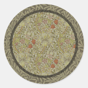 William Morris Floral lily willow art print design Classic Round Sticker