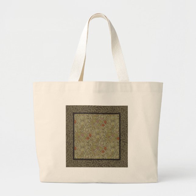 William Morris Floral lily willow art print design Large Tote Bag (Front)