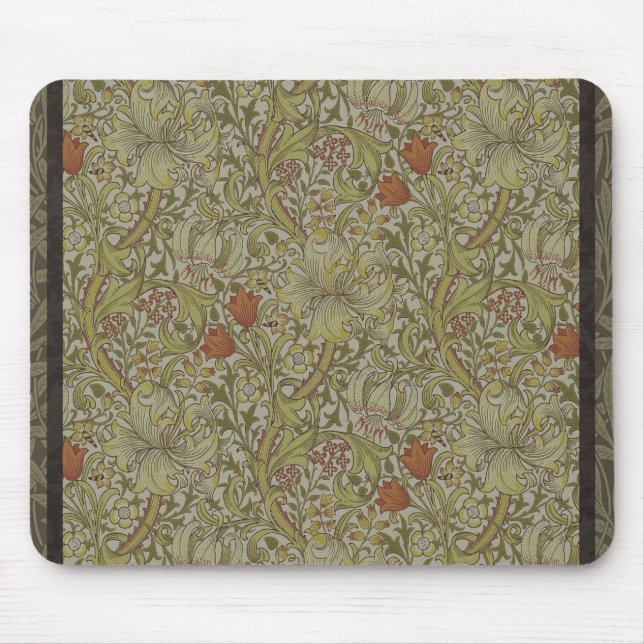 William Morris Floral lily willow art print design Mouse Mat (Front)