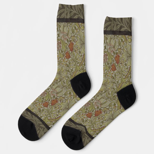 William Morris Floral lily willow art print design Socks (Left)