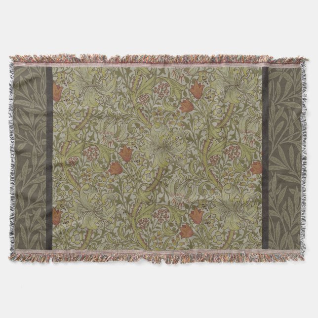 William Morris Floral lily willow art print design Throw Blanket (Front)
