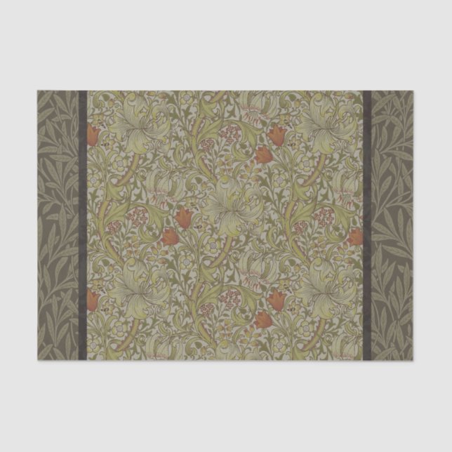 William Morris Floral lily willow art print design Tissue Paper (Front)