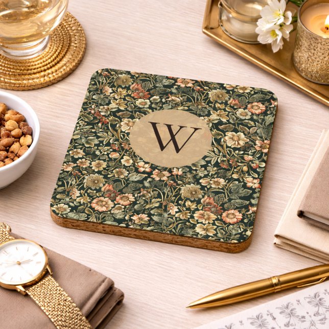 William Morris Floral Monogram Coaster (Creator Uploaded)
