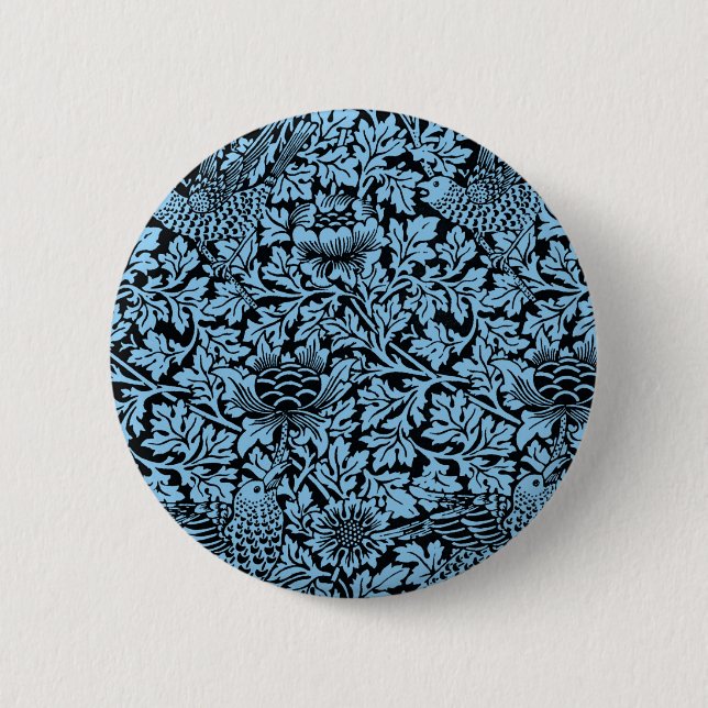 William Morris Floral Pattern Bird Anenome 6 Cm Round Badge (Front)