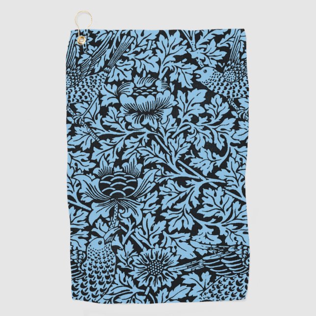 William Morris Floral Pattern Bird Anenome Golf Towel (Front)