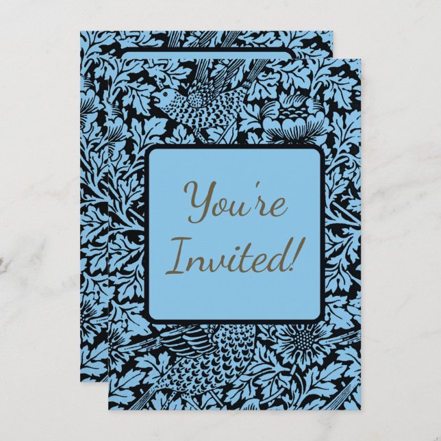 William Morris Floral Pattern Bird Anenome Invitation (Front/Back)