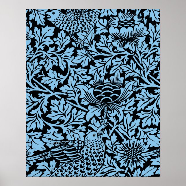 William Morris Floral Pattern Bird Anenome Poster (Front)