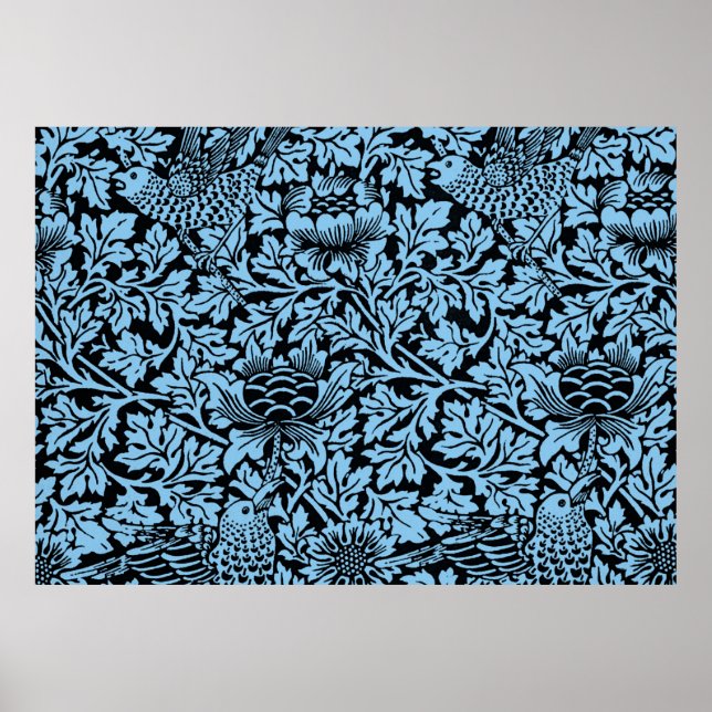 William Morris Floral Pattern Bird Anenome Poster (Front)