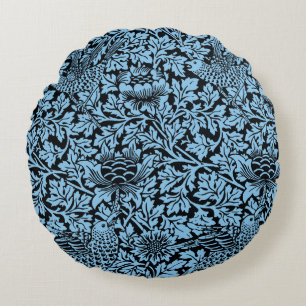 William Morris Floral Pattern Bird Anenome Round Cushion