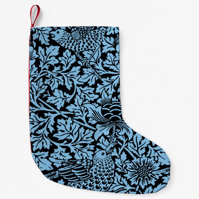 William Morris Floral Pattern Bird Anenome Small Christmas Stocking (Front)