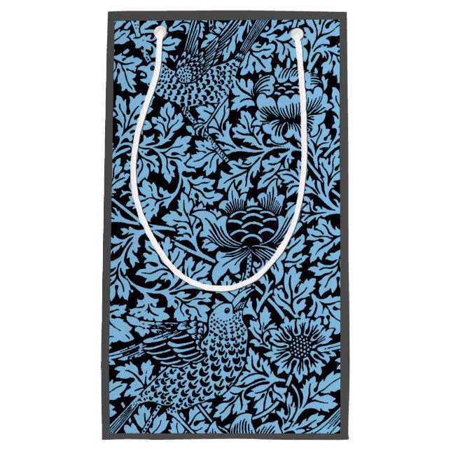 William Morris Floral Pattern Bird Anenome Small Gift Bag (Front)