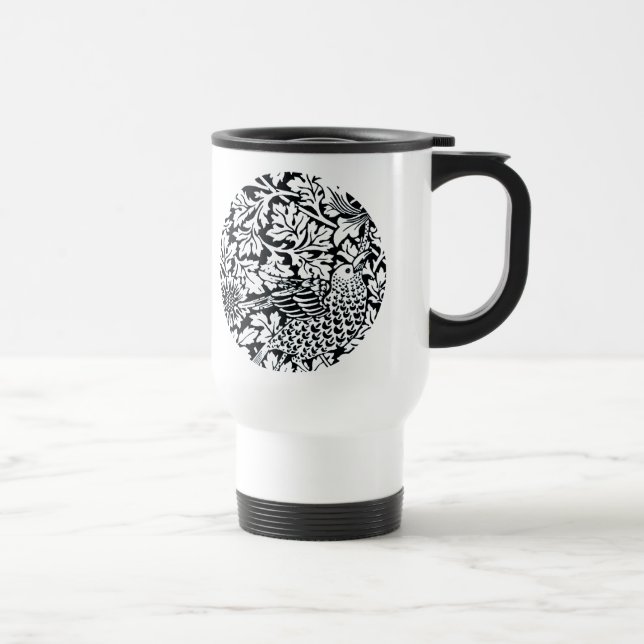 William Morris Floral Pattern Bird Anenome Travel Mug (Right)