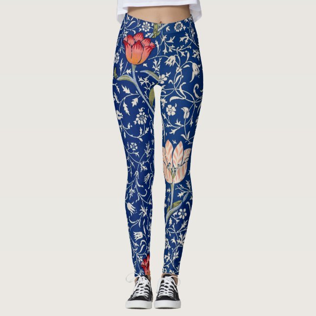 William Morris Floral pattern blue leggings (Front)