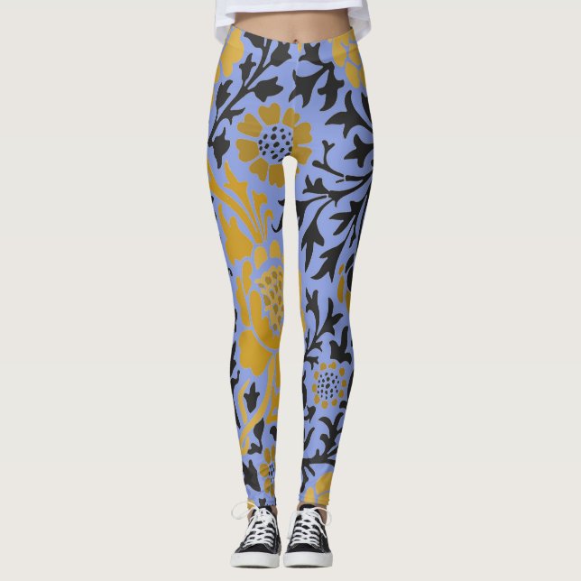 William Morris FLORAL PATTERN BLUE LEGGINGS (Front)