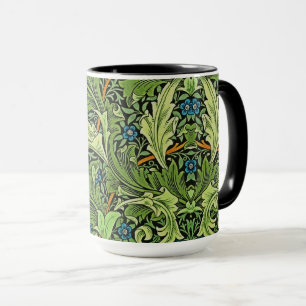 William Morris Floral Pattern Blue Yellow Green  Mug