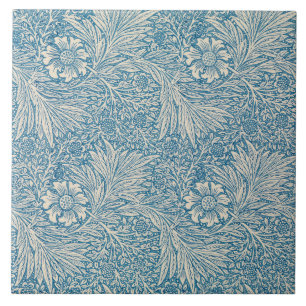 William Morris Floral Pattern Flowers Blue White   Tile