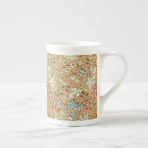 William Morris Floral Pattern Flowers Pink Blue    Bone China Mug