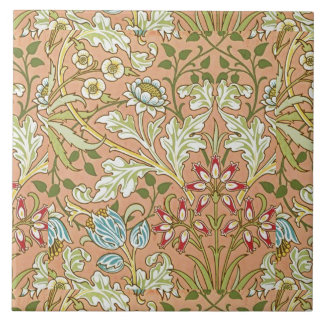 William Morris Floral Pattern Flowers Pink Blue    Tile