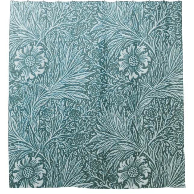 William Morris,floral,pattern,Green,metallic,silve Shower Curtain (Front)
