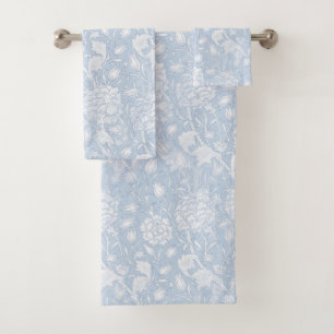 William Morris Floral Pattern in Blue Bath Towel Set