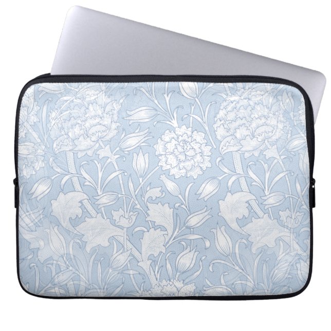 William Morris Floral Pattern in Blue Laptop Sleeve (Front)