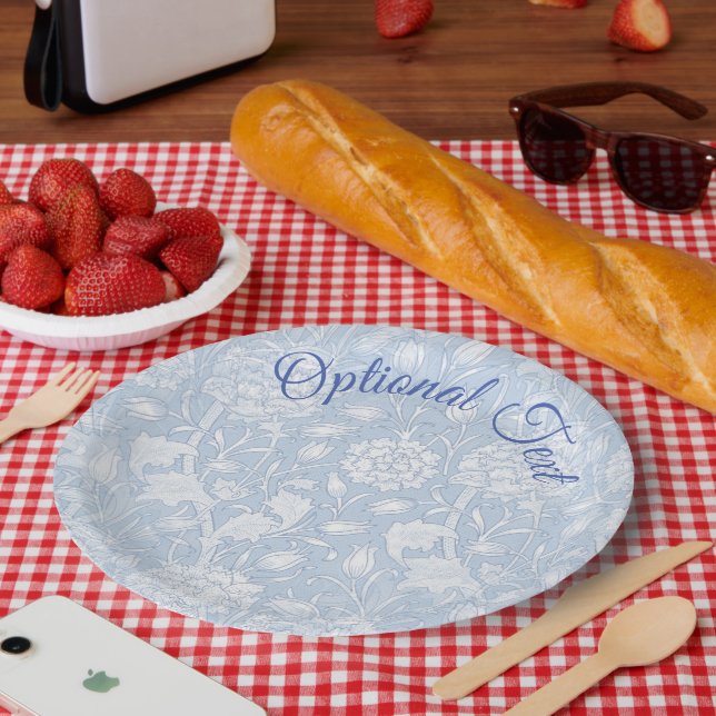 William Morris Floral Pattern in Blue Paper Plates (Picnic)