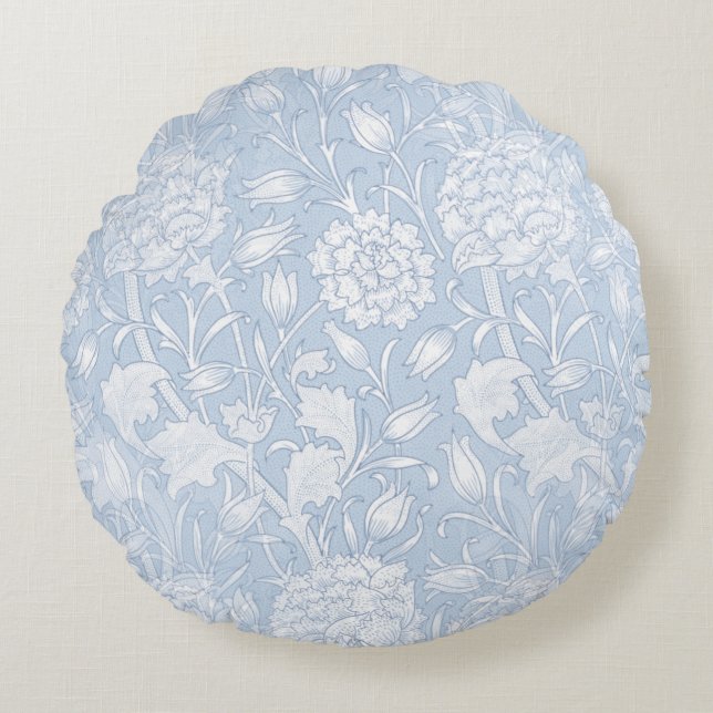 William Morris Floral Pattern in Blue Round Cushion (Front)