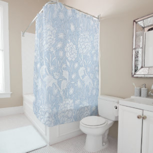 William Morris Floral Pattern in Blue Shower Curtain