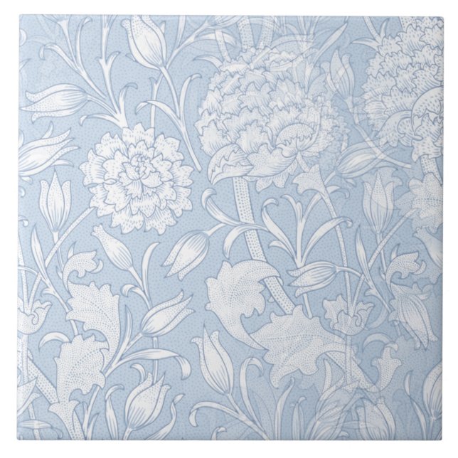 William Morris Floral Pattern in Blue Tile (Front)