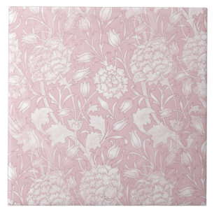 William Morris Floral Pattern in Pink Ceramic Tile