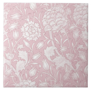 William Morris Floral Pattern in Pink Ceramic Tile