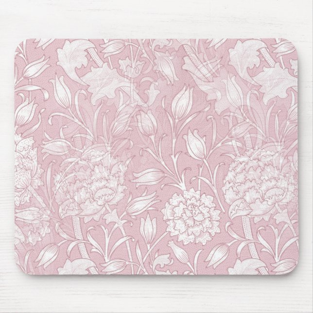 William Morris Floral Pattern in Pink Mouse Mat (Front)