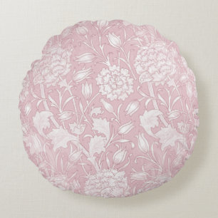 William Morris Floral Pattern in Pink Round Cushion