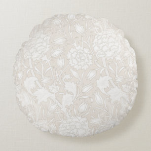 William Morris Floral Pattern in Sepia  Round Cushion