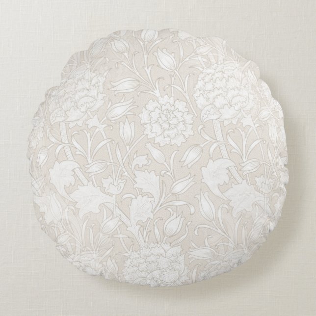 William Morris Floral Pattern in Sepia  Round Cushion (Front)