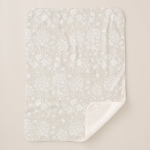 William Morris Floral Pattern in Sepia  Sherpa Blanket