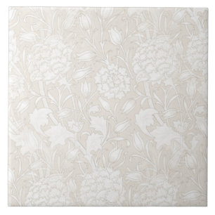 William Morris Floral Pattern in Sepia  Tile