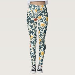 William Morris Floral Pattern Leggings