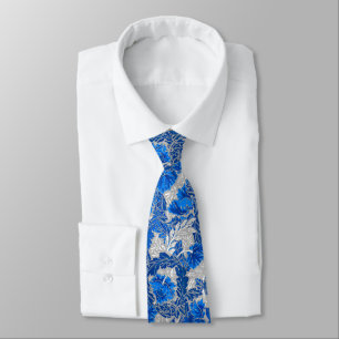William Morris Floral, Sapphire Blue and Gray Tie
