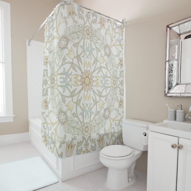 William Morris Floral Shower Curtain (In Situ)