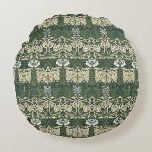 William Morris Floral Vintage Art Tulip And Rose Round Cushion