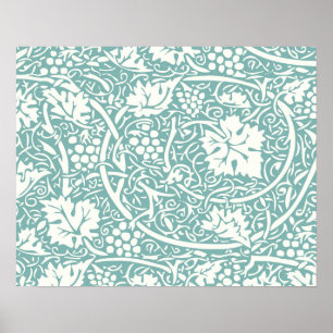William Morris Floral Wallpaper Teal Poster