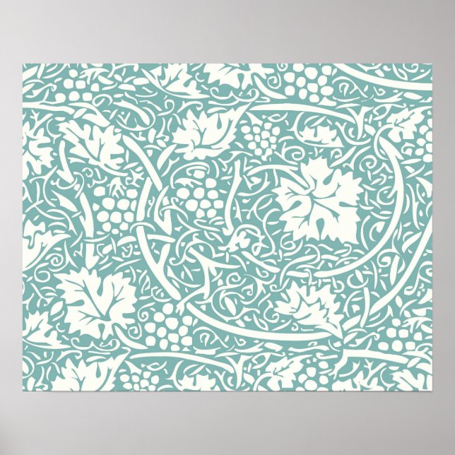 William Morris Floral Wallpaper Teal Poster (Front)