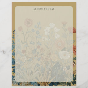 William Morris Floral Wildflower Vintage Personal Custom Letterhead