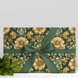 William Morris Florals Leaves Christmas Pattern Wrapping Paper