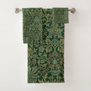 William Morris Flower Garden-Greens Bath Towel Set