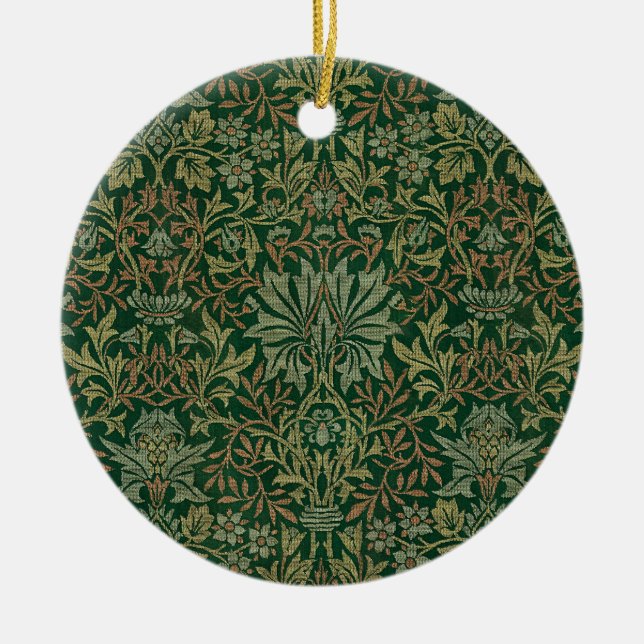 William Morris Flower Garden-Greens Ceramic Tree Decoration (Front)