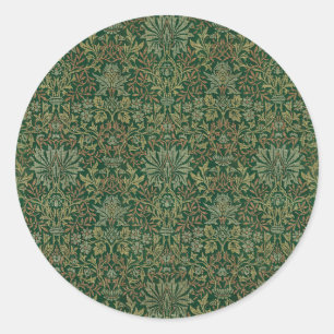 William Morris Flower Garden-Greens Classic Round Sticker