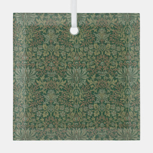 William Morris Flower Garden-Greens Glass Tree Decoration