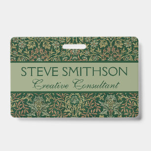 William Morris Flower Garden-Greens ID Badge